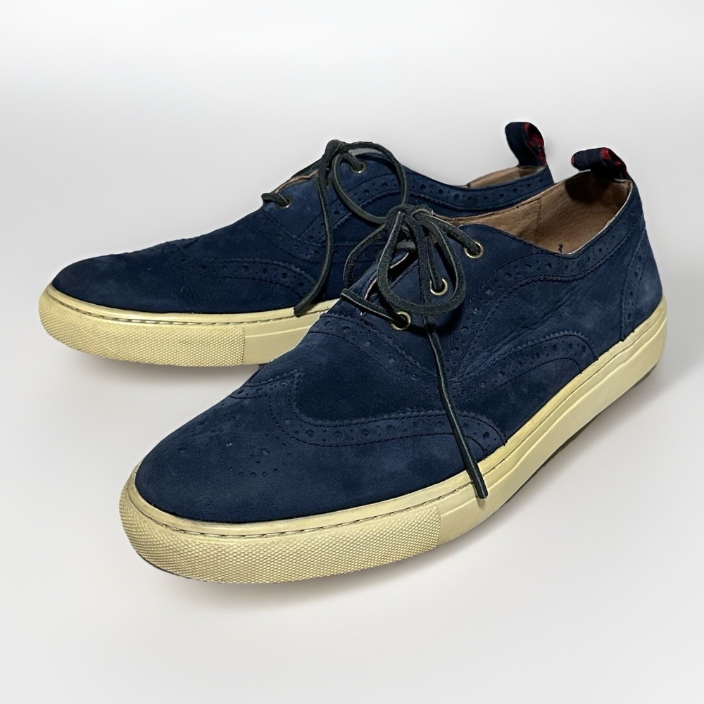 Polo Ralph Lauren‎ Jarrod Wing Tip Brogue Shoes Mens Size 9.5D Blue Suede Preppy
